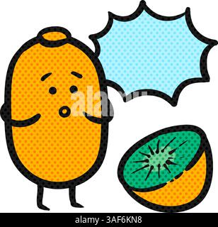 Kiwi characters drawing halftone color vector illustration Stock Vector