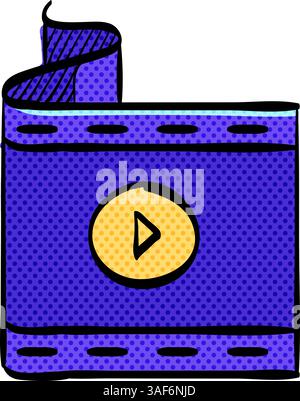 Cinema film halftone icon hand drawn color vector illustration Stock Vector