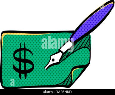 Check halftone icon hand drawn color vector illustration Stock Vector