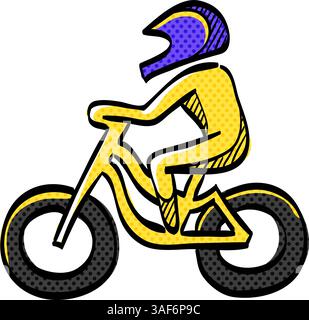 Cycling halftone icon hand drawn color vector illustration Stock Vector