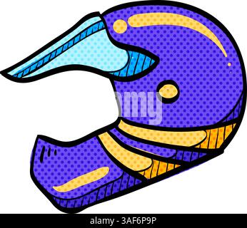 Motorcycle helmet halftone icon hand drawn color vector illustration Stock Vector