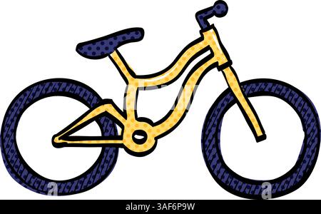Mountain bike halftone icon hand drawn color vector illustration Stock Vector