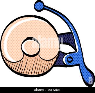 Bicycle bell halftone icon hand drawn color vector illustration Stock Vector