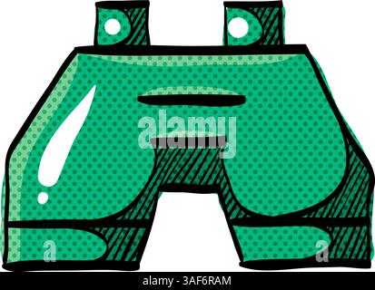 Binocular halftone icon hand drawn color vector illustration Stock Vector