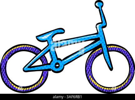 BMX bicycle halftone icon hand drawn color vector illustration Stock Vector