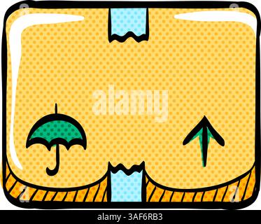 Logistic box halftone icon hand drawn color vector illustration Stock Vector