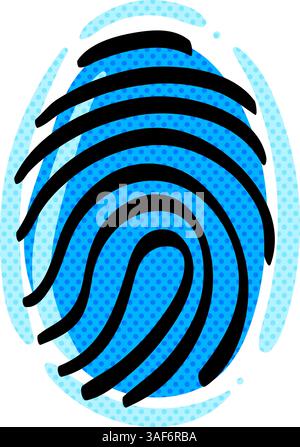 Fingerprint halftone icon hand drawn color vector illustration Stock Vector