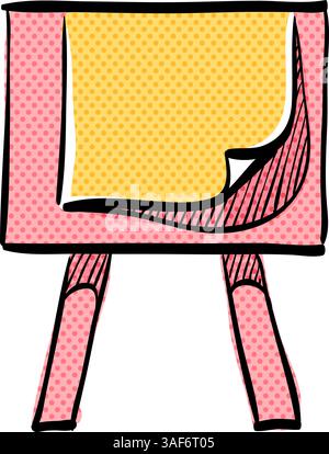 Painting stand halftone icon hand drawn color vector illustration Stock Vector