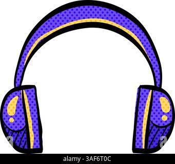 Headset Audio halftone icon hand drawn color vector illustration Stock Vector