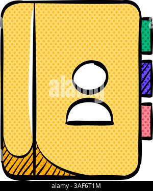 Address book halftone icon hand drawn color vector illustration Stock Vector