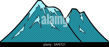 Mountain hand drawn halftone color vector illustration Stock Vector