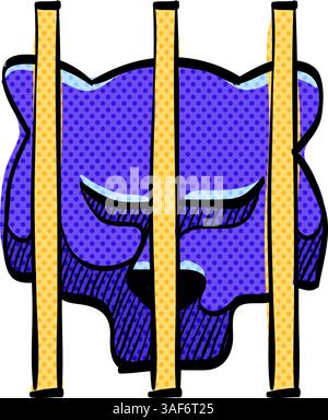 Caged animal halftone icon hand drawn color vector illustration Stock Vector