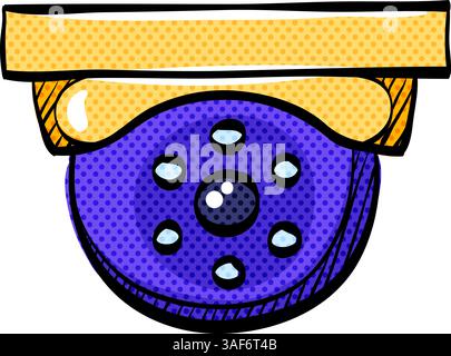 Surveillance camera halftone icon hand drawn color vector illustration Stock Vector