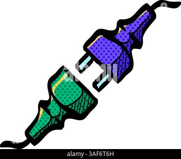 Electric plug halftone icon hand drawn color vector illustration Stock ...