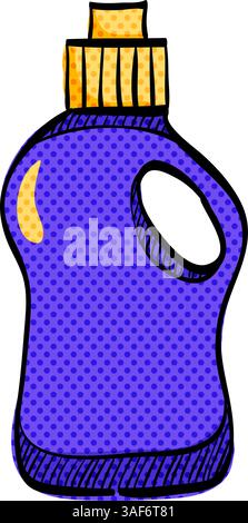Detergent bottle halftone icon hand drawn color vector illustration Stock Vector