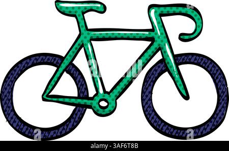Road bicycle halftone icon hand drawn color vector illustration Stock Vector