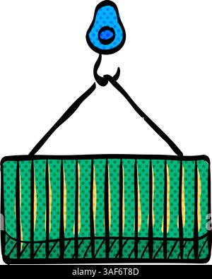 Container halftone icon hand drawn color vector illustration Stock Vector