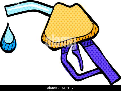Gas dispenser halftone icon hand drawn color vector illustration Stock Vector
