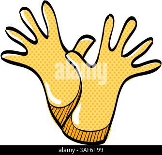 Cleaning glove halftone icon hand drawn color vector illustration Stock Vector