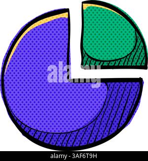 Pie chart halftone icon hand drawn color vector illustration Stock Vector
