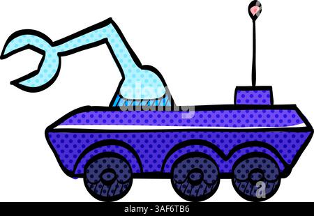 Space rover halftone icon hand drawn color vector illustration Stock Vector