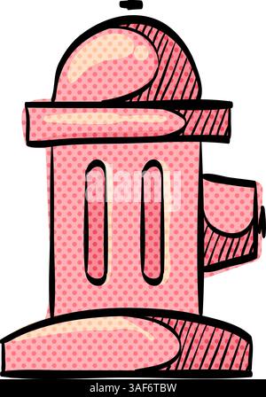 Hydrant halftone icon hand drawn color vector illustration Stock Vector