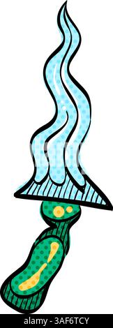 Knife halftone icon hand drawn color vector illustration Stock Vector
