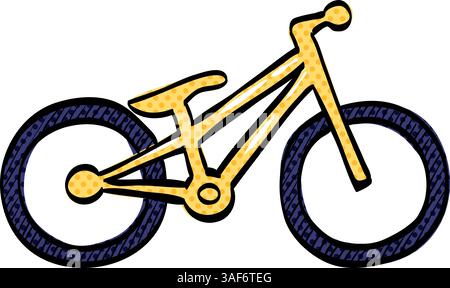Trial bicycle halftone icon hand drawn color vector illustration Stock Vector