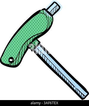 Allen key halftone icon hand drawn color vector illustration Stock Vector