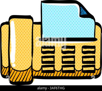 Facsimile halftone icon hand drawn color vector illustration Stock Vector
