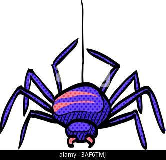 Spider halftone icon hand drawn color vector illustration Stock Vector