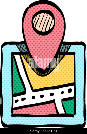 Map pin icon in comic style. Gps navigation cartoon vector illustration ...