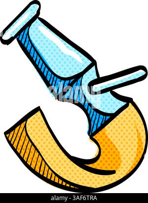 Fireman water hose halftone icon hand drawn color vector illustration Stock Vector