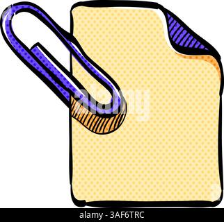 Attachment file halftone icon hand drawn color vector illustration Stock Vector