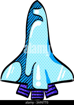 Space shuttle halftone icon hand drawn color vector illustration Stock Vector