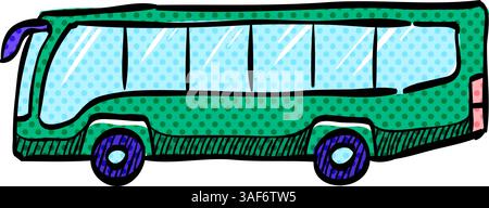 Car halftone icon hand drawn color vector illustration Stock Vector