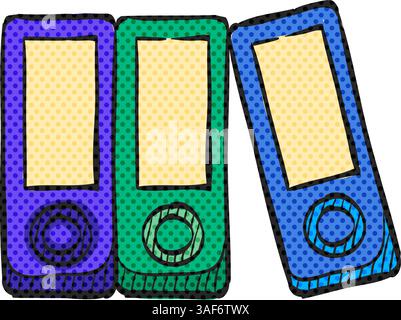 Office folder halftone icon hand drawn color vector illustration Stock Vector
