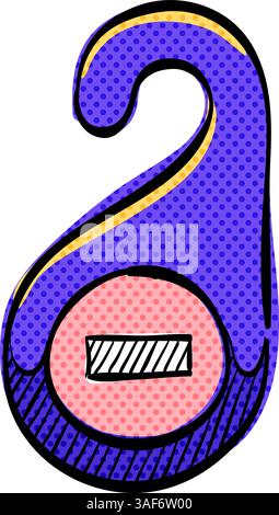 Door handle label halftone icon hand drawn color vector illustration Stock Vector