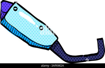 Motorcycle exhaust halftone icon hand drawn color vector illustration Stock Vector