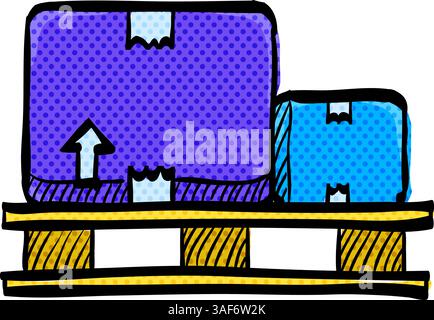 Logistic box halftone icon hand drawn color vector illustration Stock Vector