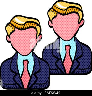 Businessman halftone icon hand drawn color vector illustration Stock Vector