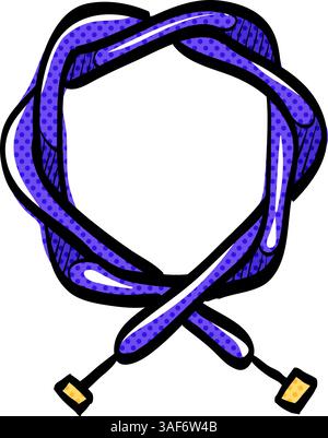 Bicycle cable halftone icon hand drawn color vector illustration Stock Vector