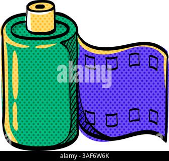 Photographic film halftone icon hand drawn color vector illustration Stock Vector