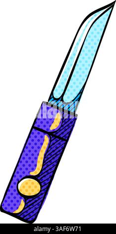 Knife halftone icon hand drawn color vector illustration Stock Vector