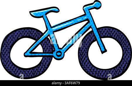 Fat tire bicycle halftone icon hand drawn color vector illustration Stock Vector