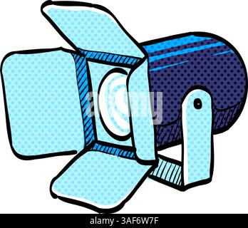 Studio lighting halftone icon hand drawn color vector illustration Stock Vector
