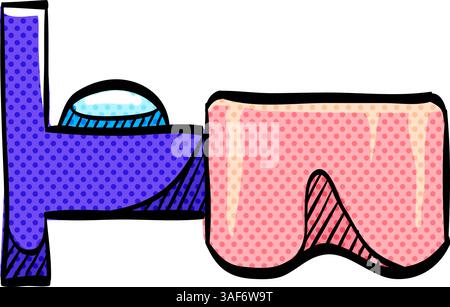 Hotel symbol halftone icon hand drawn color vector illustration Stock Vector