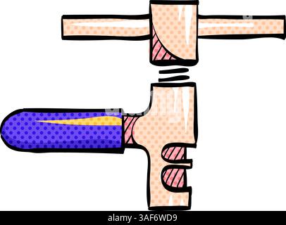 Chain halftone icon hand drawn color vector illustration Stock Vector