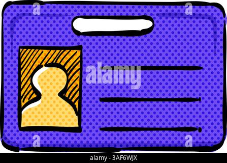 ID Card halftone icon hand drawn color vector illustration Stock Vector