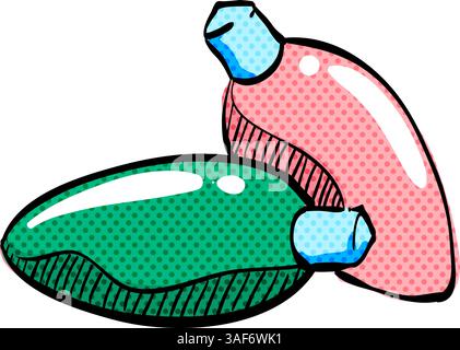 Christmas light bulb halftone icon hand drawn color vector illustration Stock Vector